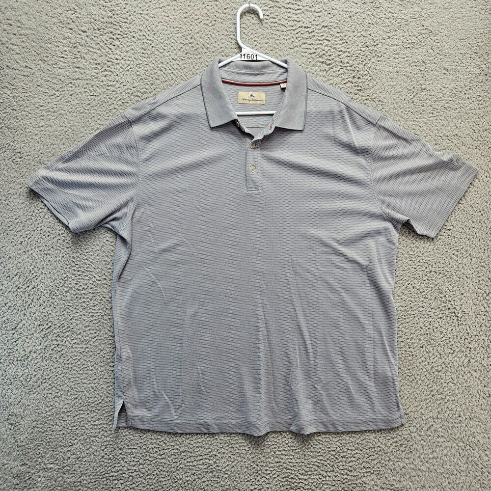 Tommy Bahama Polo Shirt Mens Size XL Gray Short Sleeve